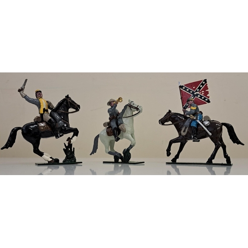 896 - A pristine/boxed set of three US Civil War Confederate cavalry soldiers. Hand-painted by 'Tradition'... 