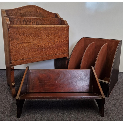 21 - A mixed lot of book/magazine furniture. To include a c.1900, inlaid mahogany book trough, an Arts & ... 