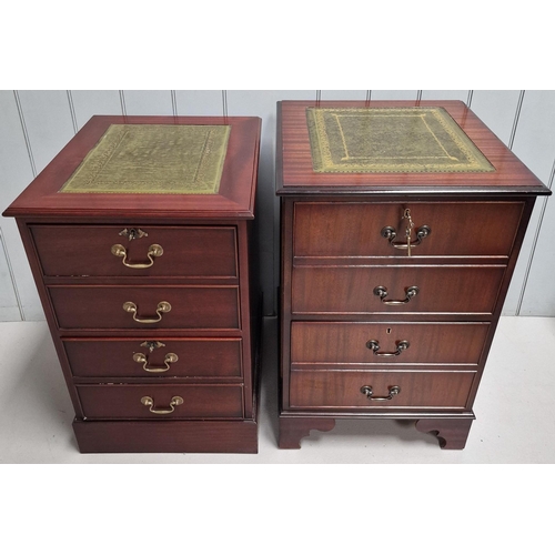 69 - Two mahogany office pedestals. Both with leather tops, two drawers (false fronts) & keys. Dimensions... 