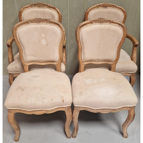 99 - A set of four French-style walnut dining chairs. To include two carvers. Dimensions(cm) H98(53 to se... 