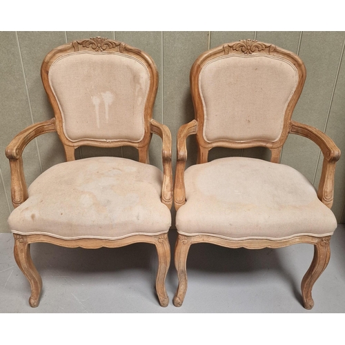 99 - A set of four French-style walnut dining chairs. To include two carvers. Dimensions(cm) H98(53 to se... 