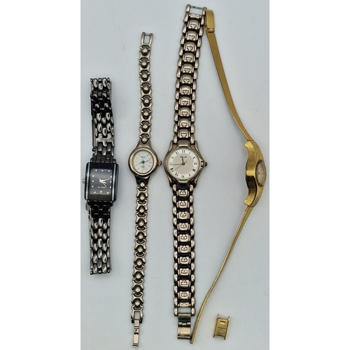 585 - A collection of four ladies watches. All battery powered. Makers include Ledfort, OMAX, Avia & Swiss... 