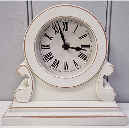 605 - A contemporary mantel clock (working) & retro telephone (untested).