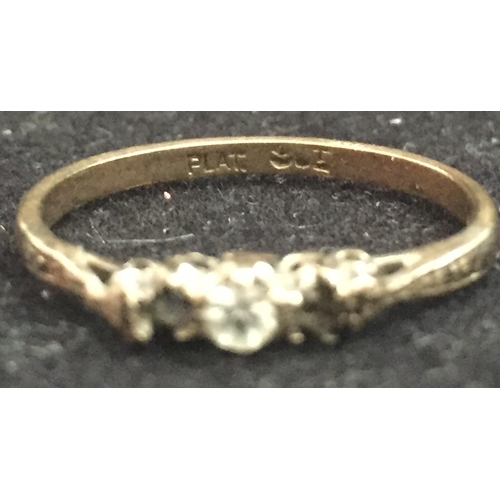 647 - A hallmarked 9ct gold & platinum ring (missing stones), Size L, weight approximately 1.4g; a hallmar... 