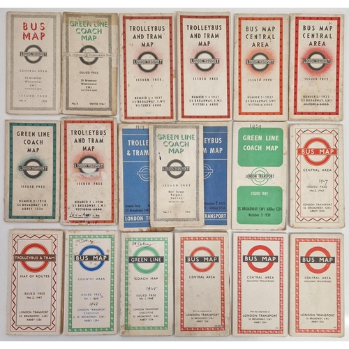 708 - A collection of vintage London bus/tram maps, from 1935-1960.