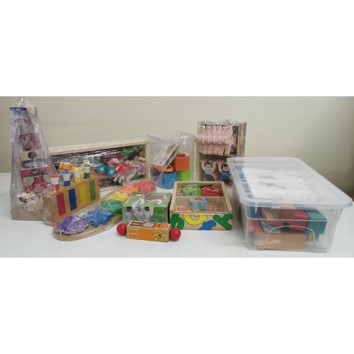 770 - A large collection of wooden, nursery toys. To include puzzles & figures.