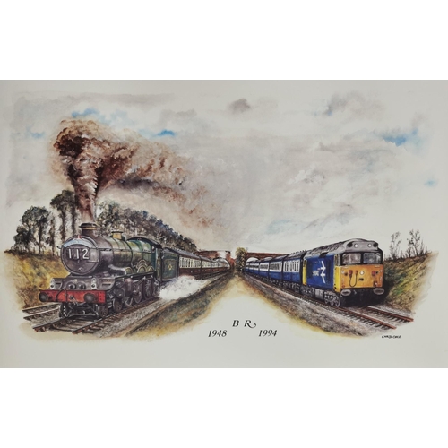 802 - A set of fifteen rail art prints, entitled 'BR 1948-1994). Two different sizes, but images identical... 