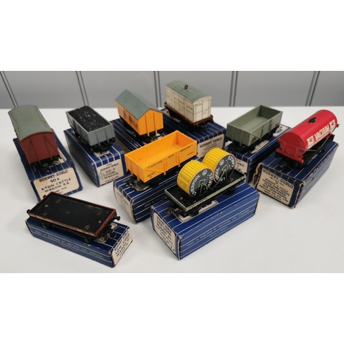 807 - A collection of nine, boxed Hornby-Dublo wagons. To include: 8-ton Cattle Wagon B.R.; 6 UGB Coal Wag... 