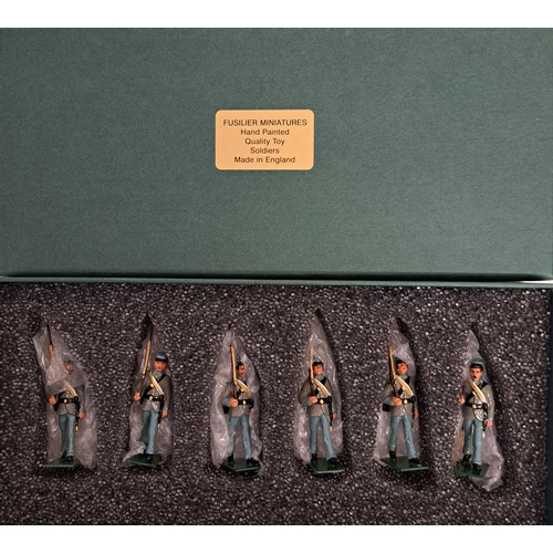 892 - A boxed set of six US Civil War Confederate marching soldiers. Hand-painted by 'Fusilier Miniatures'... 