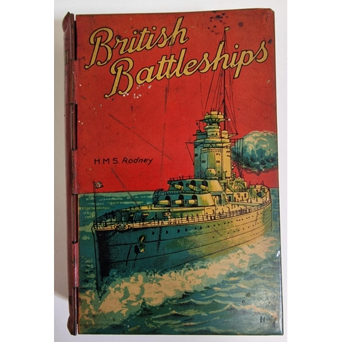 A rare 1920's/30's Lyons' Toffee Tin, illustrated with HMS Rodney as part of the British Battleships range of tins.