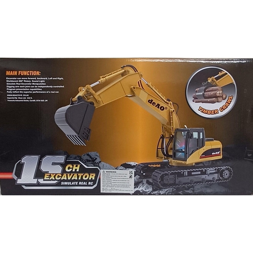 3758 - A boxed, unopened 'deAO Toys' 15 channel remote control excavator.