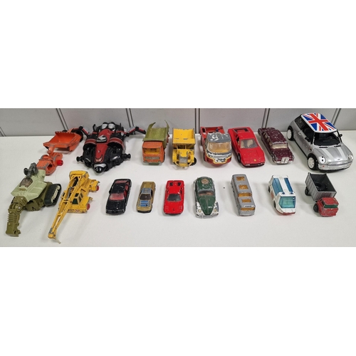 3792 - A collection of vintage, playworn diecast (Matchbox & Corgi mostly) vehicles & play figures, etc.