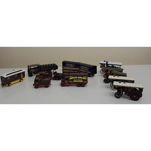 3810 - A collection of nine unboxed steam engines & circus vehicles. Makers include Corgi, Oxford Diecast &... 