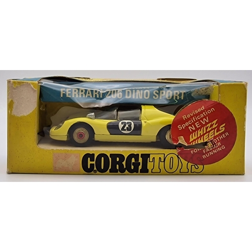 3817 - An early-boxed, original Corgi Ferrari 206 Dino Sport, in yellow. Model no.344.