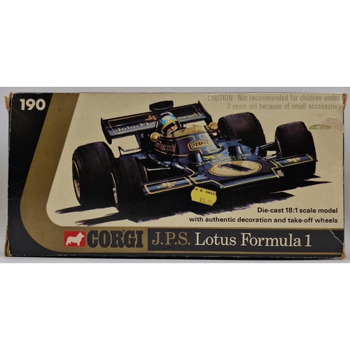 3821 - A boxed, 1:18 scale, original Corgi Lotus John Player Special Formula 1 car. Complete with instructi... 