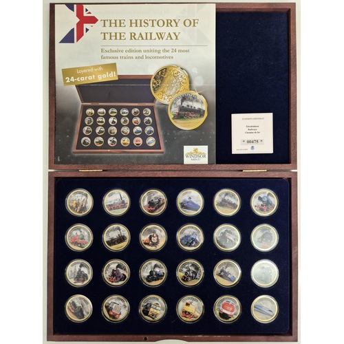 5001 - A complete set of 24ct gold-layered coins, by Windsor Mint - 'The History of The Railway', complete ... 