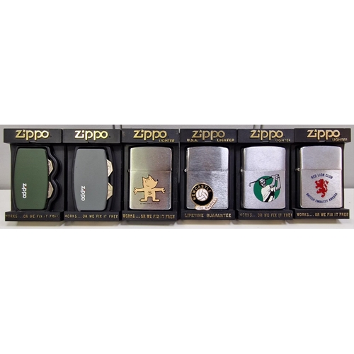 5018 - A collection of ten, mostly sport-themed,  Zippo lighters, together with a pair of Zippo greenkeeper... 