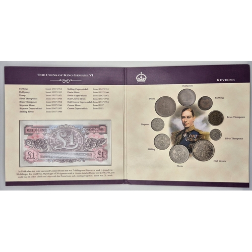 5122 - A presentation pack, by coincraft.com, featuring coins, stamp & British Armed Forces £1 Voucher.