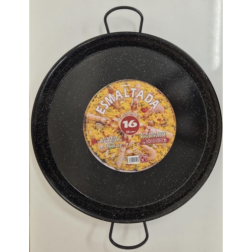 5160 - A large sized, new/unused, enamelled paella pan, by 'Esmeltada'. Diameter 55cm.