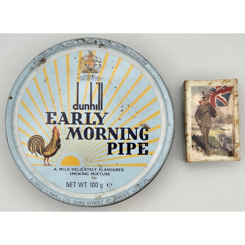 6287 - A vintage Dunhill pipe tobacco tin, together with a post WWI matchbox case.