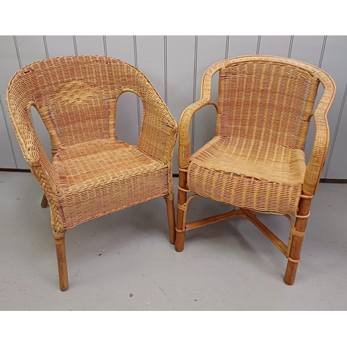 6292 - Two bamboo & cane chairs. Dimensions(cm) H79/79, W55/56, D59/57.