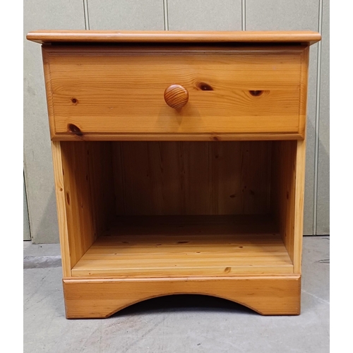 6293 - A single, pine bedside cabinet. Dimensions(cm) H52, W48, D44.