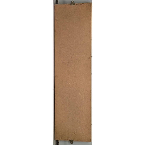 6305 - A retro wall mirror. Dimensions 129cm x 33cm.