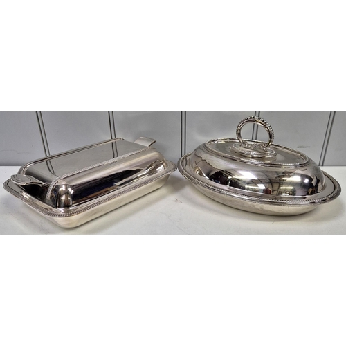 6307 - A mixed lot of good quality tableware. To include silver-plated boxed cutlery set, two tureens, pewt... 