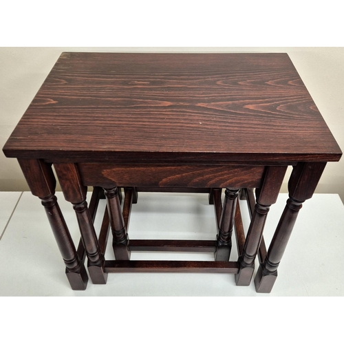 6341 - A reproduction nest of three tables. Largest dimensions(cm) H47, W51, D34.