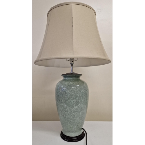 5073 - A Chinese Celadon crackle-glazed vase/lamp conversion. PAT test pass & functionality test indicates ... 