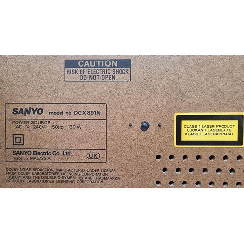 5081 - A Sanyo Hi-Fi system, model no. SX-892. Turntable (cover present but damaged hinge), amp, twin casse... 