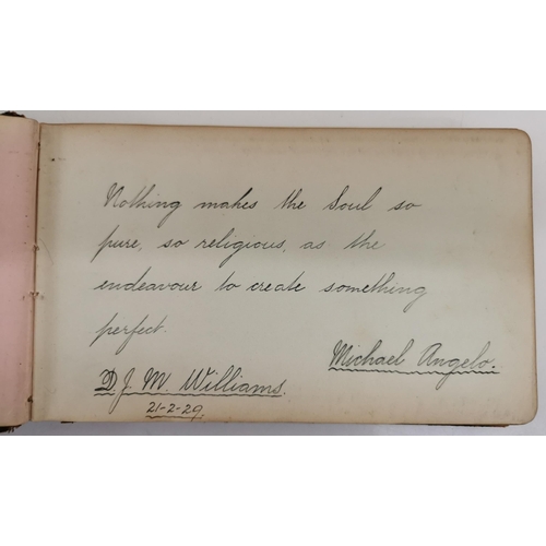 5173 - A vintage autograph book, containing signed quotes & messages. Dated pre-WWII.