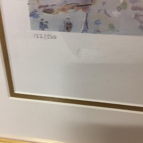 5230 - A gilt framed, limited-edition lithograph, entitled ‘Red Bouquet & Lovers', signed by Marc Chagall (... 