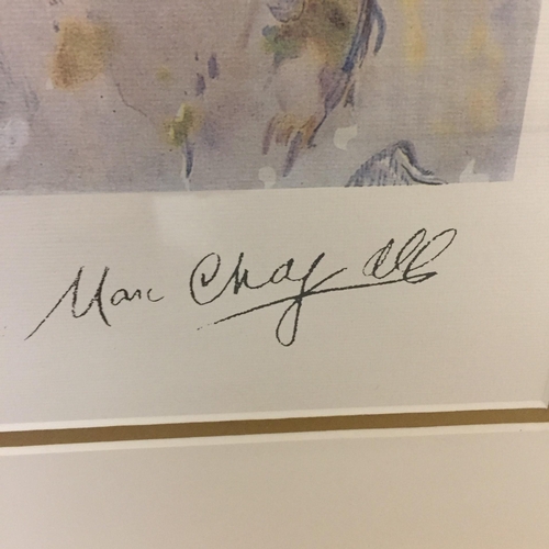 5230 - A gilt framed, limited-edition lithograph, entitled ‘Red Bouquet & Lovers', signed by Marc Chagall (... 