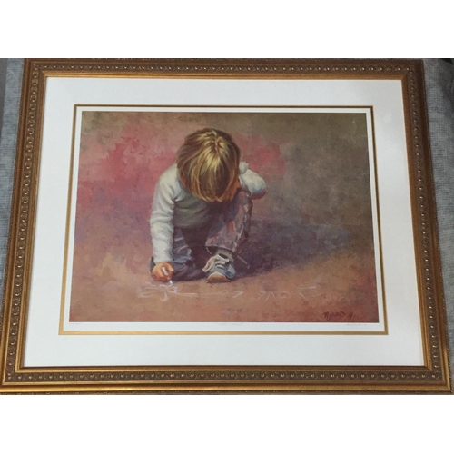 5231 - A gilt framed, lithograph on paper, entitled ‘Budding Artist’, by Lucelle Raad (born in GB 1942, mov... 