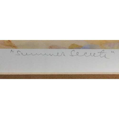 5232 - A gilt framed lithograph on paper, entitled ‘Summer Secrets’, by Lucelle Raad (born GB 1942, moving ... 