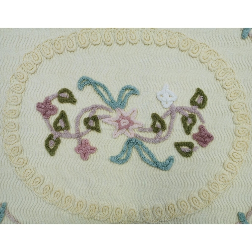 5130 - A vintage, yellow embroidered bedspread. Dimensions 210cm x 320cm.