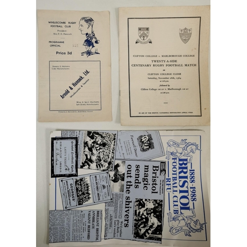 5040 - A collection of three vintage RFU match programmes. To include Wiveliscombe RFC (Somerset), Clifton ... 