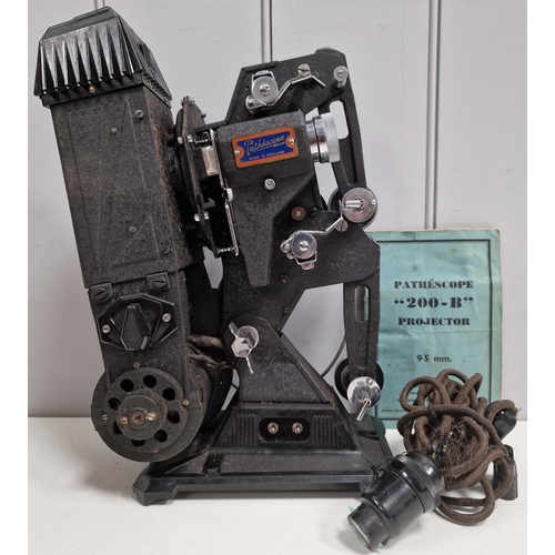 5211 - A Pathescope 9.5mm projector, c.1930's. Complete with attractive wooden case. PAT test fail & will r... 