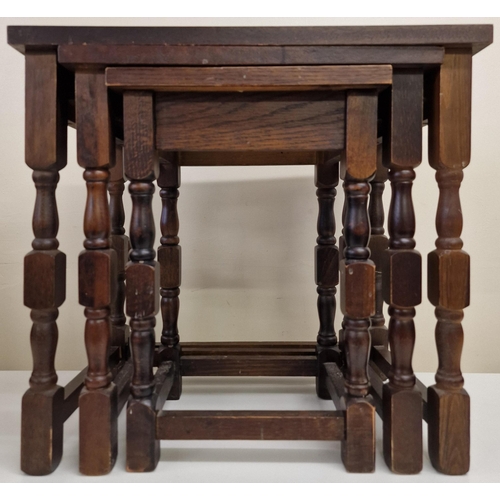 6106 - A vintage, oak nest of three tables. Largest dimensions(cm) H46, W48, D33.