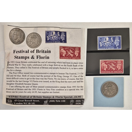 5125 - A collection of first day covers, together with a Festival of Britain stamp & florin set.