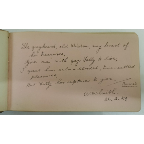 5173 - A vintage autograph book, containing signed quotes & messages. Dated pre-WWII.