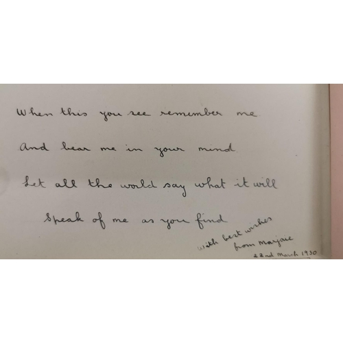 5173 - A vintage autograph book, containing signed quotes & messages. Dated pre-WWII.