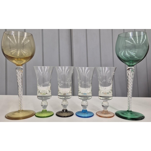 5229 - A selection of vintage coloured/branded glassware. To include 'Remy Martin' & 'Crocodillo' examples,... 