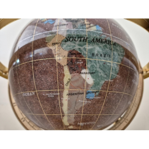 4834 - A rotating 'Gemstone Globe'. Countries depicted by semi-precious gemstones. Height 33cm, diameter 31... 