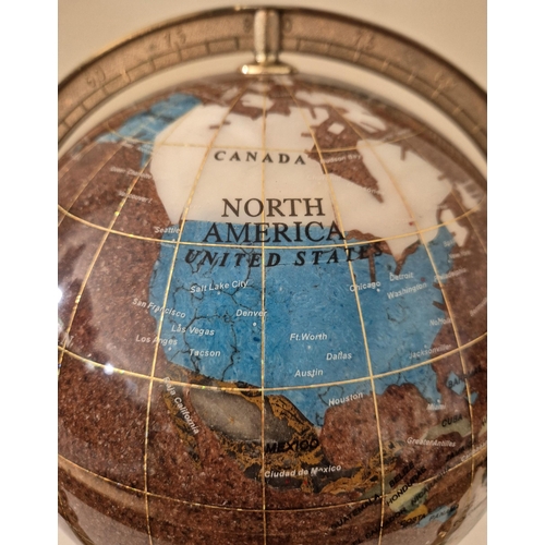 4834 - A rotating 'Gemstone Globe'. Countries depicted by semi-precious gemstones. Height 33cm, diameter 31... 