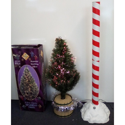 4837 - A selection of Christmas decorations. To include fibre optic tree (80cm), Indoor/outdoor Santa falli... 