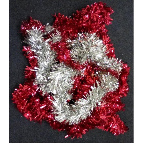 4840 - A selection of Christmas decorations. To include small tree, tinsel, Mother Christmas shawl, etc.