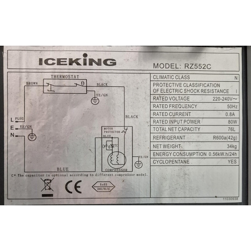 4849 - An 'Iceking' upright freezer. Model no.RZ552C. PAT test pass & functionality test indicates in worki... 