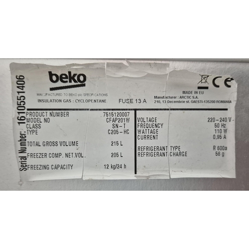 4850 - A 'Beko' chest freezer. Model no.CFAP201. PAT test pass & functionality test indicates in working or... 